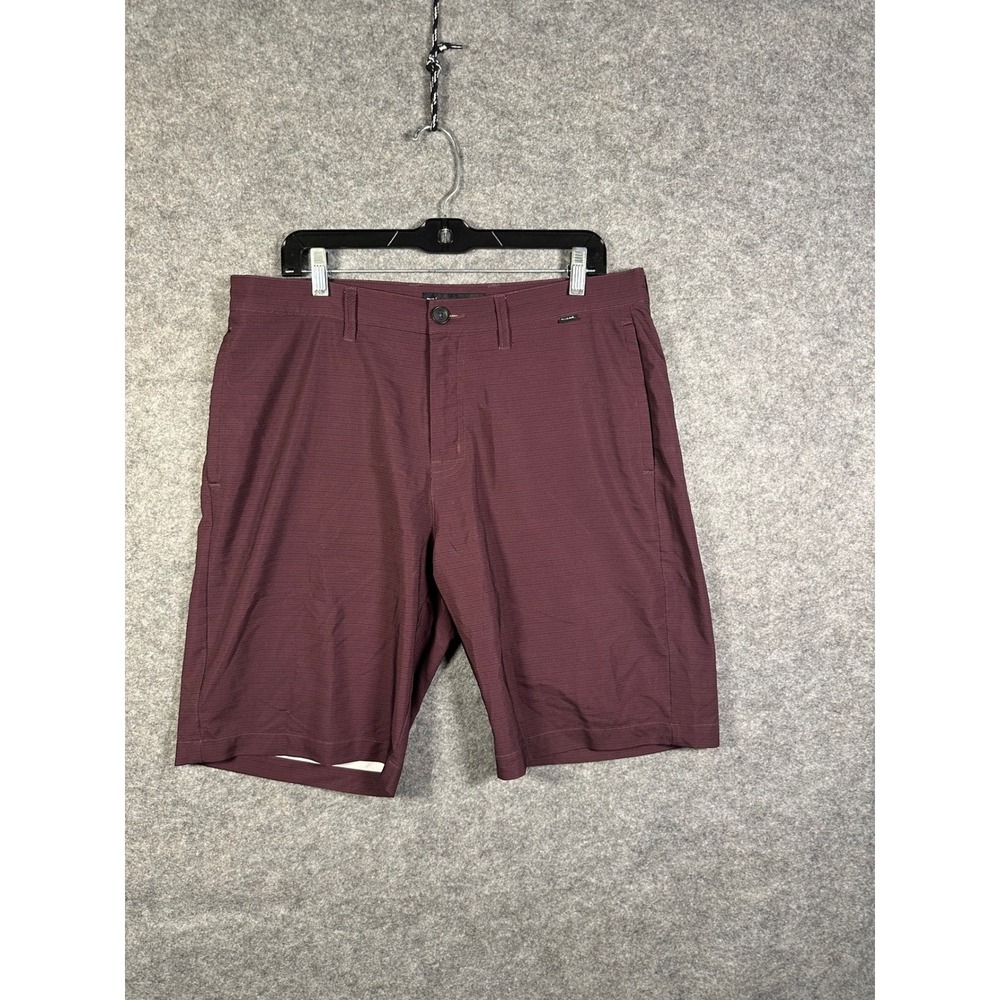 TravisMathew Mens Golf Shorts Size 34‎ Burgundy Maroon Micro Stripe Stretch